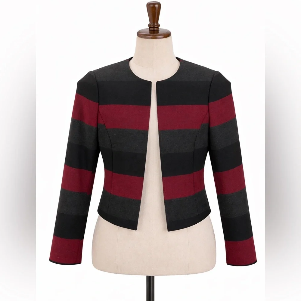TAHARI Color Block Stripe Blazer SZ 0P